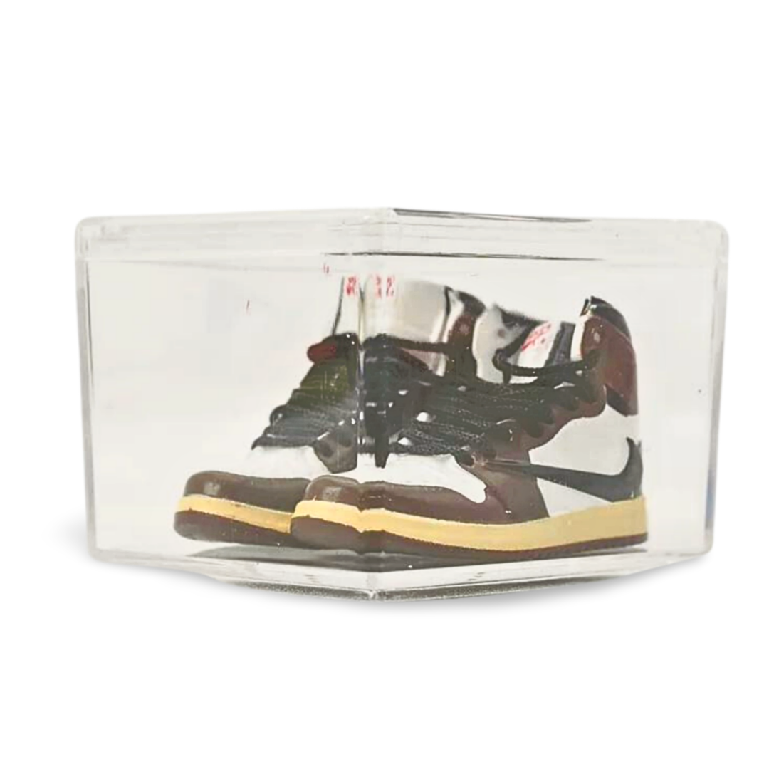 Miniature Sneakers - Nike Air Jordan 1 x Travis Scott Mocha (brown laced)